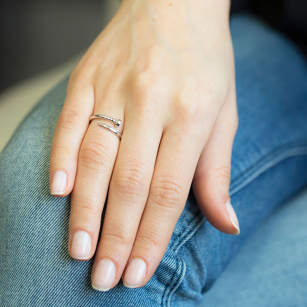 Wholesale Handcrafted Silver Adjustable Nail Ring
